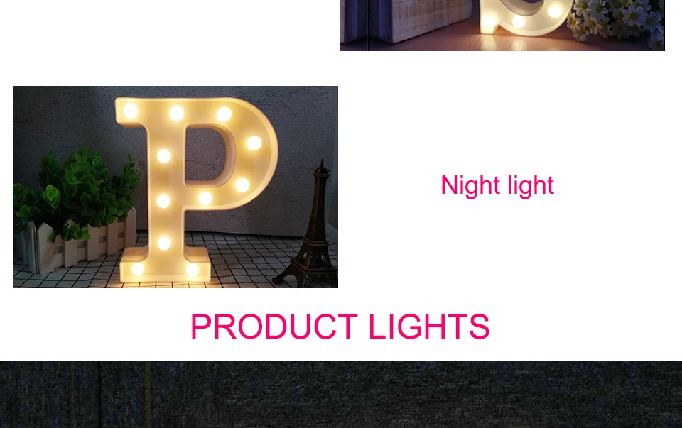 Настольный светильник 3D светодиодный ночник Настенный светильник A-Z буквенным символом алфавита украшение в помещении Рождественский знак шатра романтический дисплей