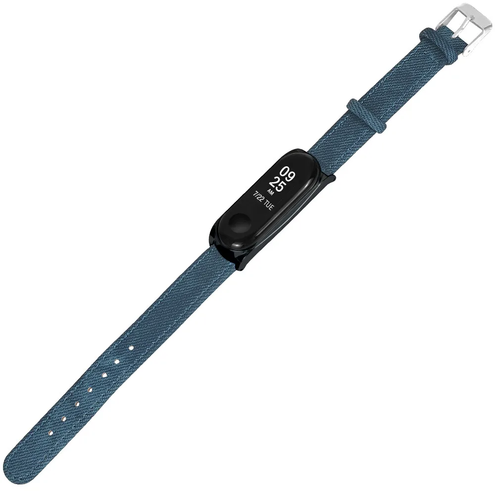 Синий джинсовый браслет ремешок+ металлический чехол для Xiaomi mi 3 часов Модный высококачественный ремешок для mi Band L0501
