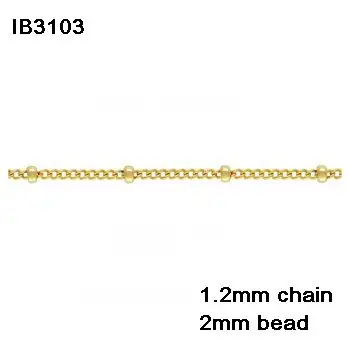 IB3103 100 см цепочка с бисером тонкая цепь 1 2 мм позолоченная фурнитура