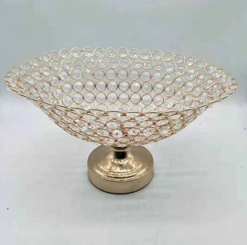 Kitchen accessories golden Oval Crystal Fruit tray was wedding holiday decorations household table decoration | Дом и сад