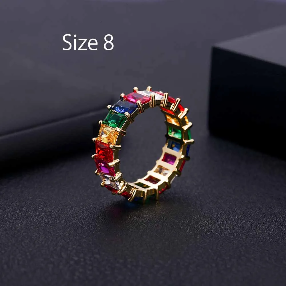 Jankelly Топ Новая мода кольца кубический циркон микро проложить Установка полный размер кольцо медное основание для женщин подарок с бесплатной доставкой - Цвет основного камня: Multi 8