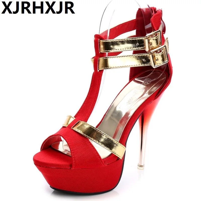 

12CM High Heel Sandals Women Pumps Metal Ankle Strap Shoes Fashion Shoes Ladies Summer Party Thin Heels Woman Pumps Black 35-40