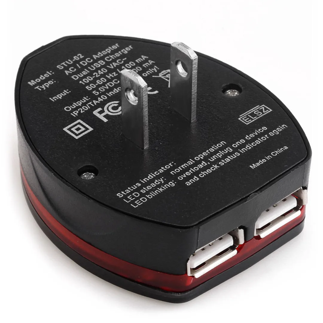 Mayitr 1pc Universal World Travel Power Adapter Professional Dual USB Port Wall Charger Conversion Socket for Electrical Plug