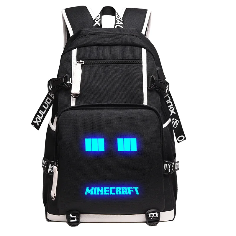 الكرتون الساخن ألعاب Minecraft منقوشة الزواحف USB شحن الصبي محمول فتاة حقيبة مدرسية النساء Bagpack المراهقين قماش الرجال على ظهره