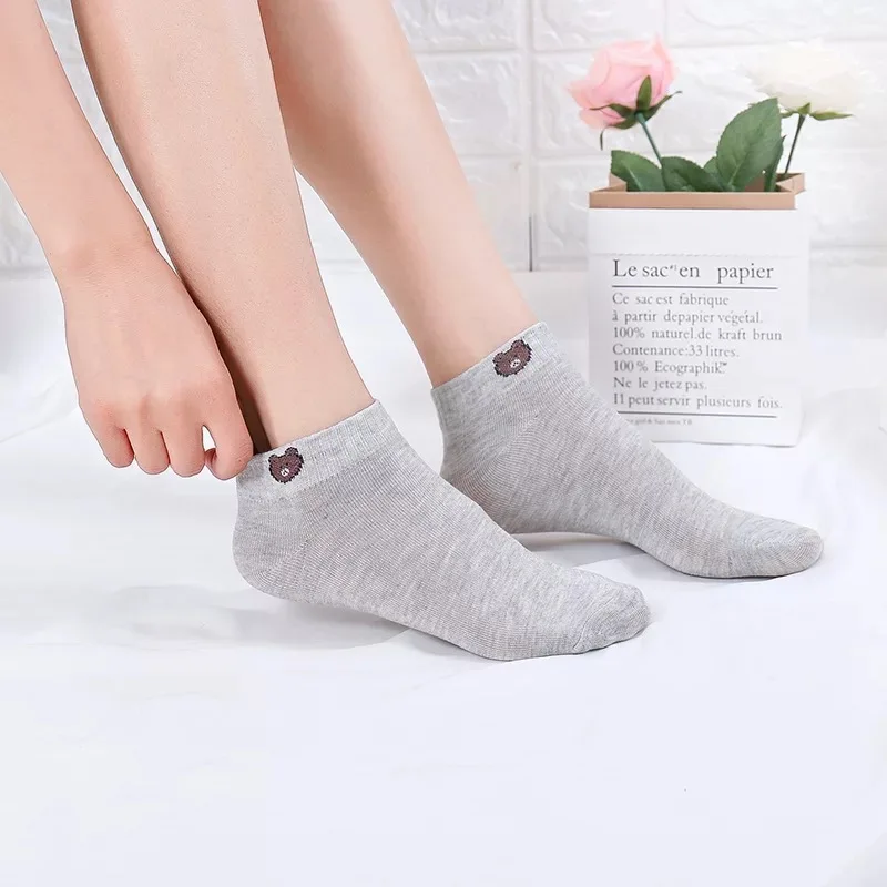 Забавные носки с изображением маленького медведя уличная одежда Calcetines Mujer до