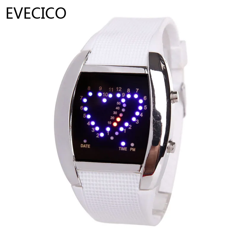 Evecico personalized heart table led lovers table spermatagonial watch electronic watch the trend of digital