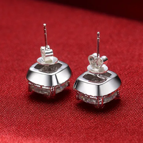 8*8 мм 3Ct/каждая подушка серьги гвоздики Твердые из стерлингового серебра 925 пробы