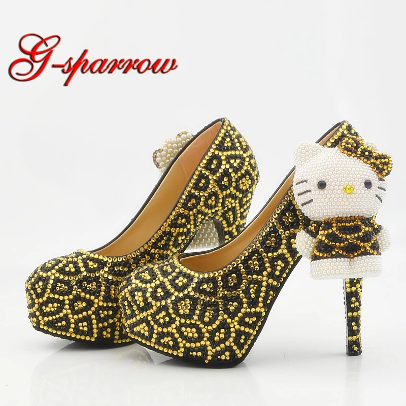 Leopard Wedding Shoes Banquet Party Pumps Handmade Platform Women Shoes ...
