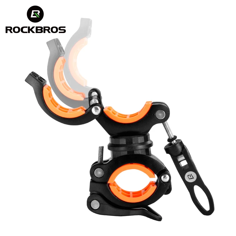 Best ROCKBROS Bicycle Bike Rotating Light Holder LED Front Flashlight Lamp Stand Pump Handlebar Holder Cycling MTB Bike Accessories 1