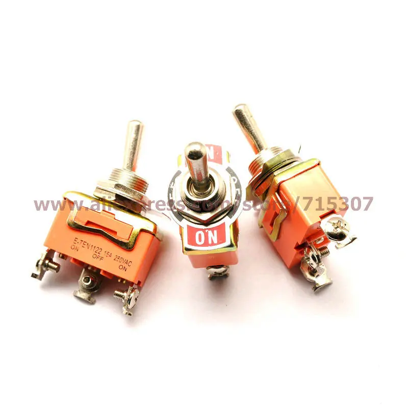 

PHISCALE 5pcs toggle switches Toggle Rocker Switches on-off-on E-TEN1122 with the panel 3pin 15A 250V