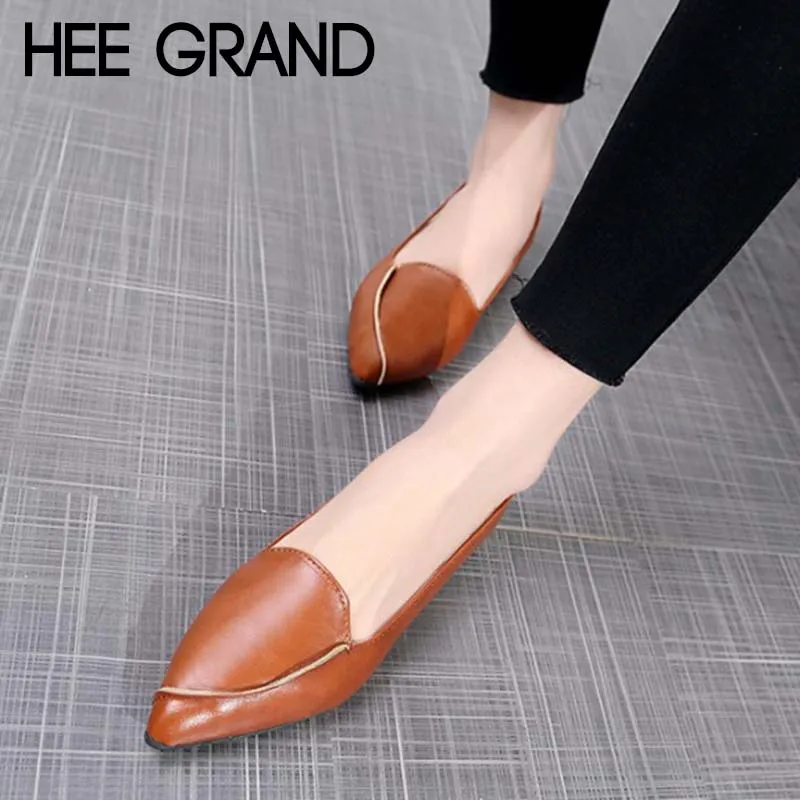 HEE GRAND/2019 г. новые весенние женские туфли на плоской подошве женская обувь с острым