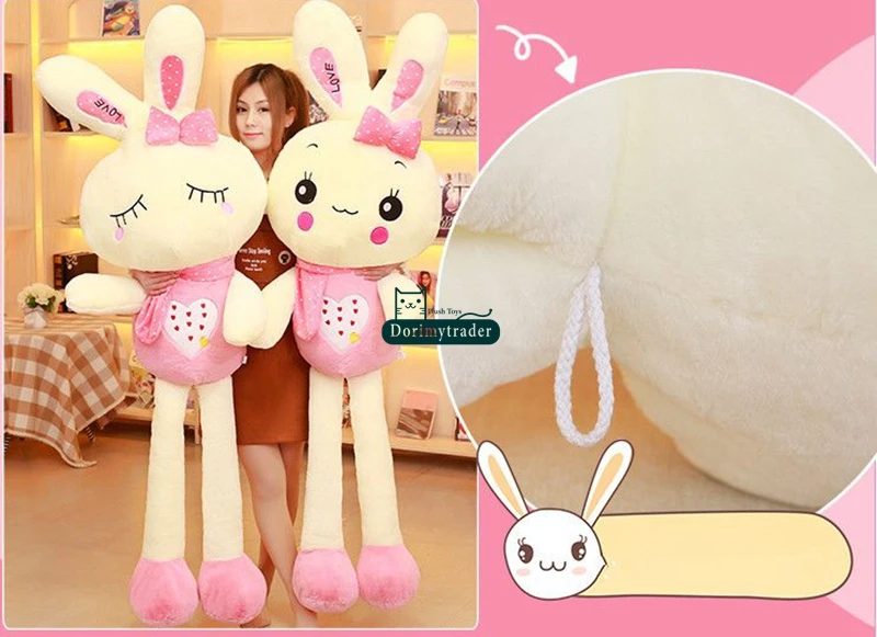 Dorimytrader cuddly soft large anime bunny plush doll cartoon kawaii  pink rabbit stuffed toy pillow gift for girl 170cm 67inch DY61754 (8)