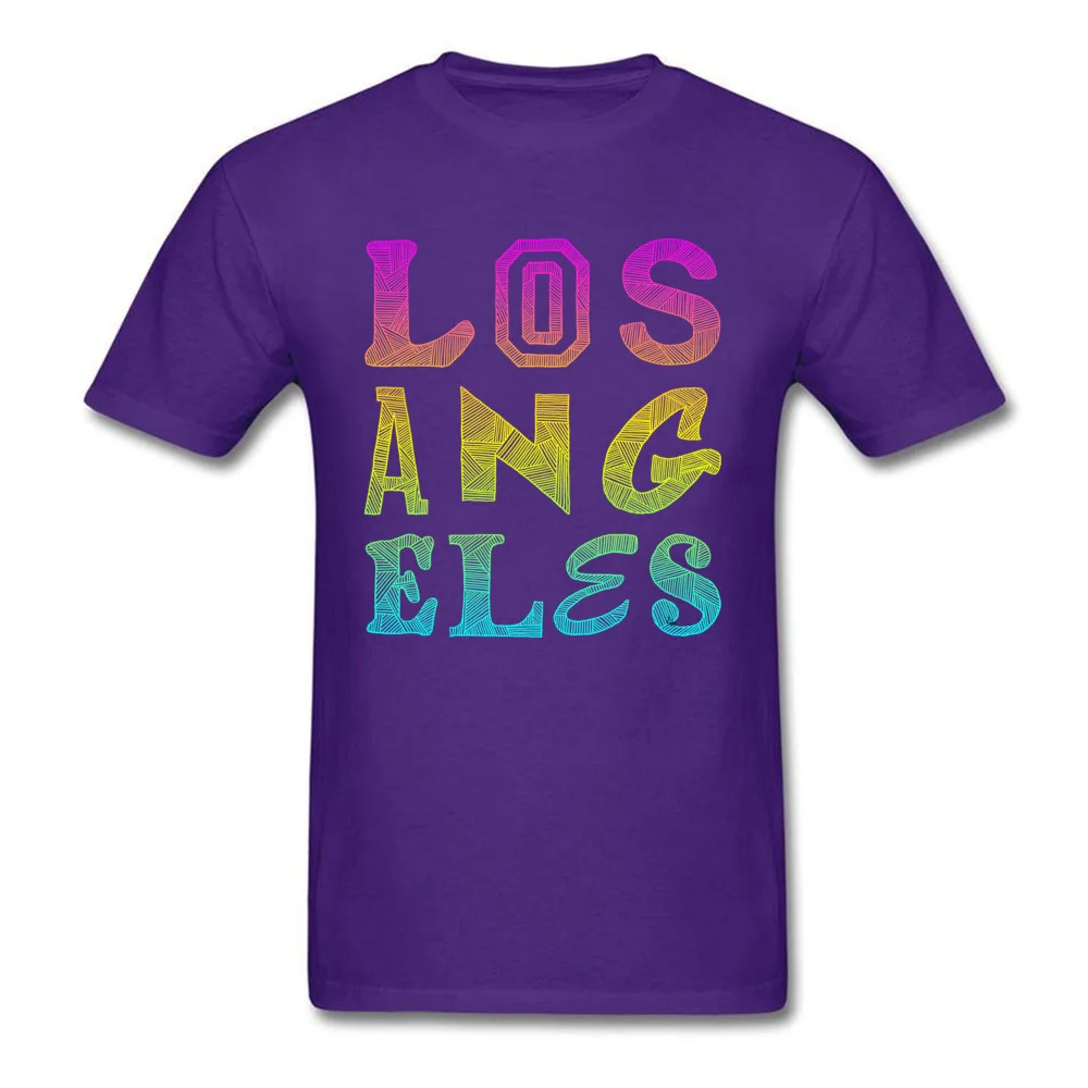 O Neck Los Angeles 100% Cotton Mens Tshirts Fitness Tight Short Sleeve Tops Shirt Cute Camisa Sweatshirts Top Quality Los Angeles purple