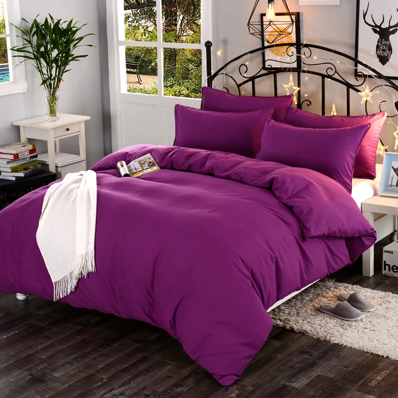 1pcs Cotton Blend Duvet Cover Solid Color Reactive Printing Comforter