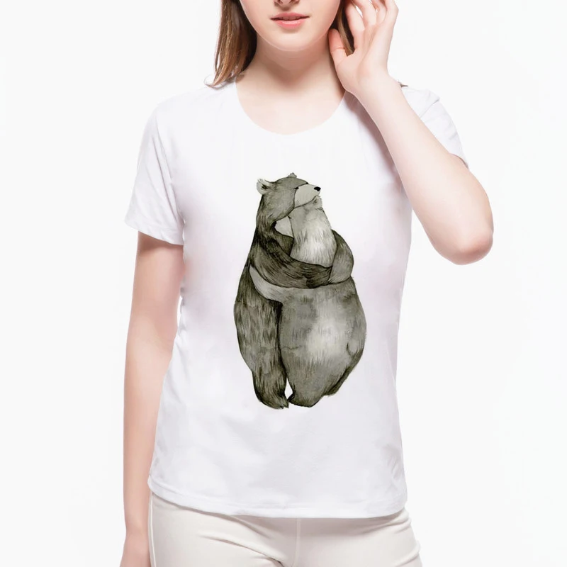 

newest kawaii lovely hugs bears angry bear women t shirt hipster cartoon animal design top fashion novelty tee tumblr female tee