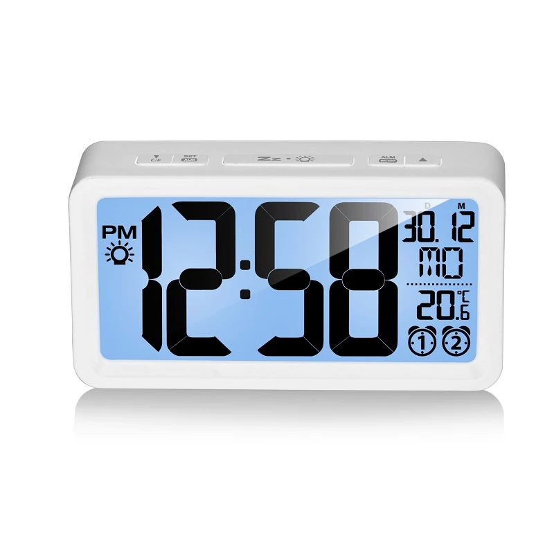 

LCD Smart Electronic Clock Desktop Temperature Date Digital Alarm Clock Double Ring Wake Up Luminous Modern Design Decoration