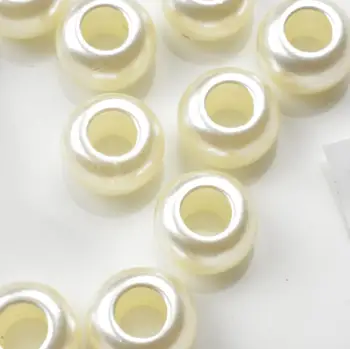 

FLTMRH 11MM 50PCS Imitation Pearl big hole Round creamy white Beads For Jewelry Making DIY Craft Accessories high-grade