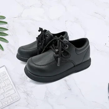 

Autumn and winter new casual children's shoes pure black children's boots handsome solid color boys slip fashion single boots