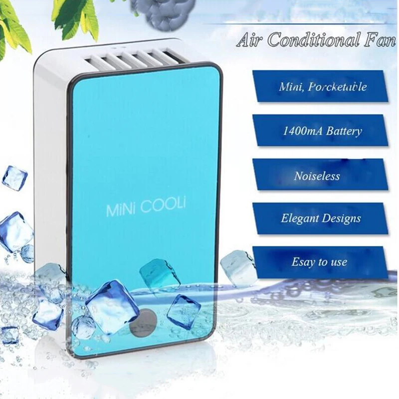 

GRTCO 2018 New Mini Portable HandHeld Table Air Conditioner Cooler Cooling USB Rechargeable Battery Bladeless Fan