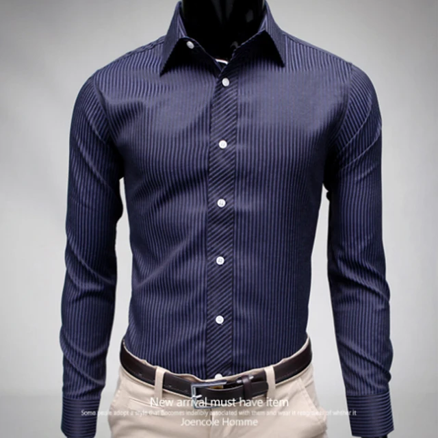 Mens Smart Casual Shirts 2018 Mens Slim Fit Dress Long Sleeve Shirts