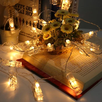 

1.5M 10 LED Garland Card Photo Clip Led String Fairy Lights Battery Operated Christmas Garlands Wedding Valentines Decoration