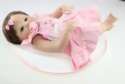 58 см силикона возрождается младенцев куклы реалистичные девушка полный силиконовые твердые волосы корнями Мода Детские bonecas подарок на