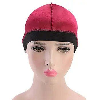 

Men Women Unisex Faux Silk Bonnet Hair Loss Cap Solid Color Widen Elastic Band Headwrap Stretchy Seam Basic Chemo Hat 6 Colors