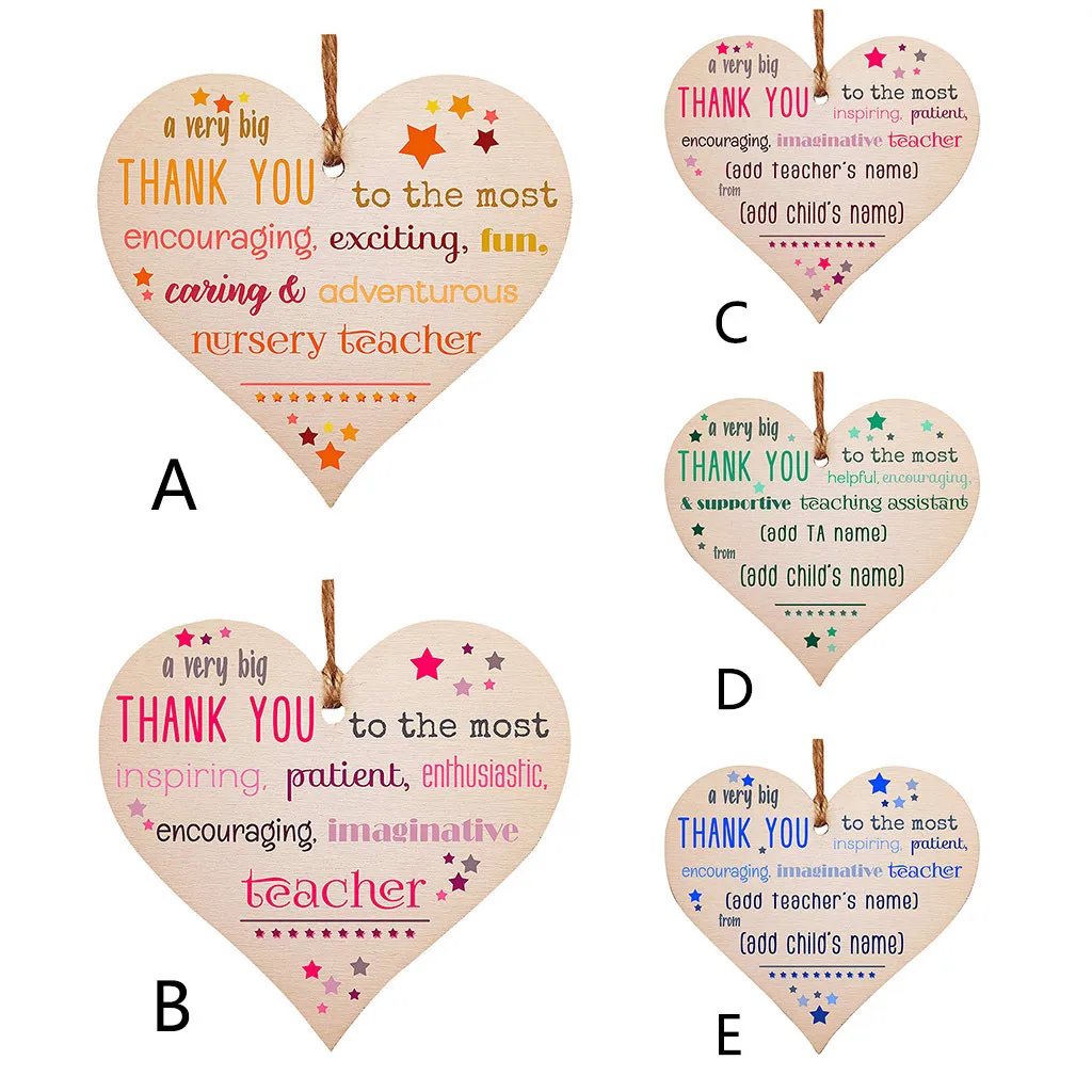 

2019 New Handmade Wooden Hanging Heart Plaque Gift Very Big Thank You Card Accessories Handmade wooden love wooden sign pendant