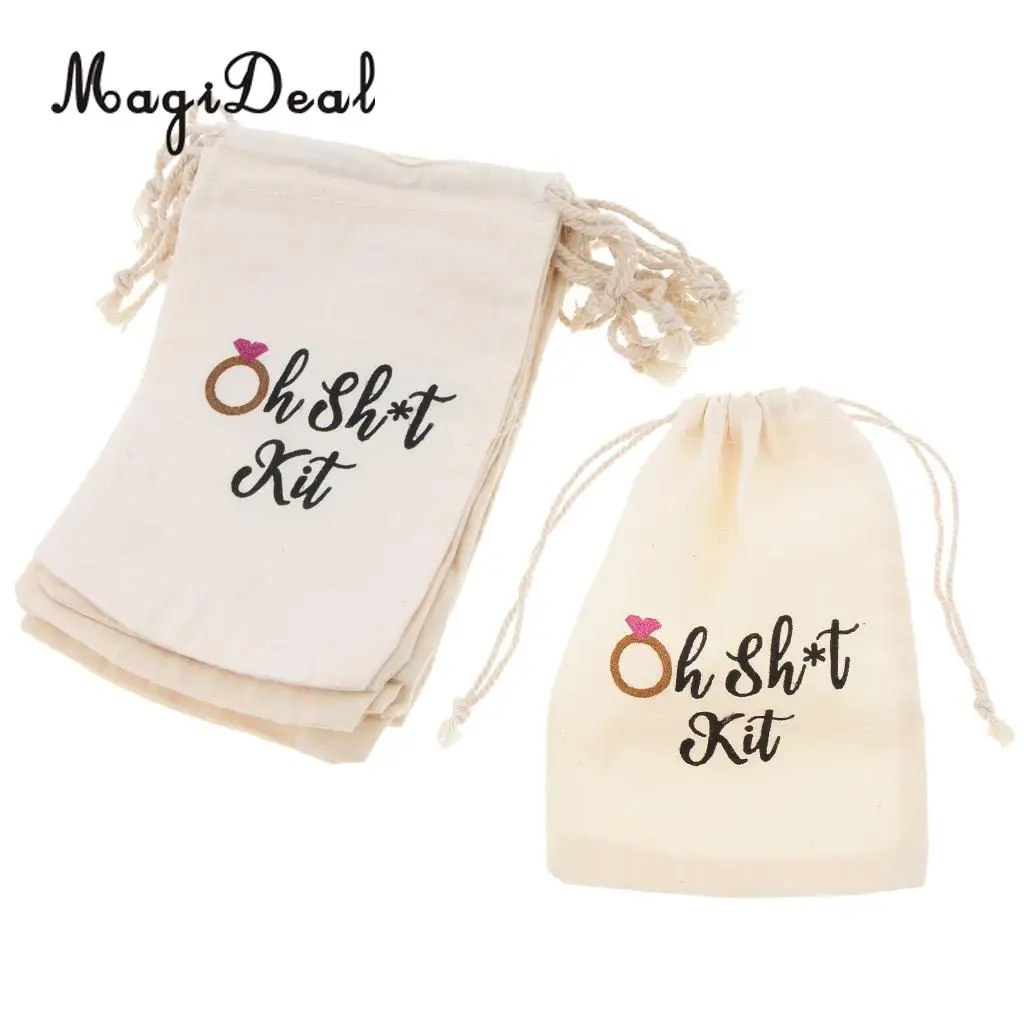 10pcs Oh Shit Kit Cotton Linen Jewelry Pouch Drawstring Bag Wedding Favor