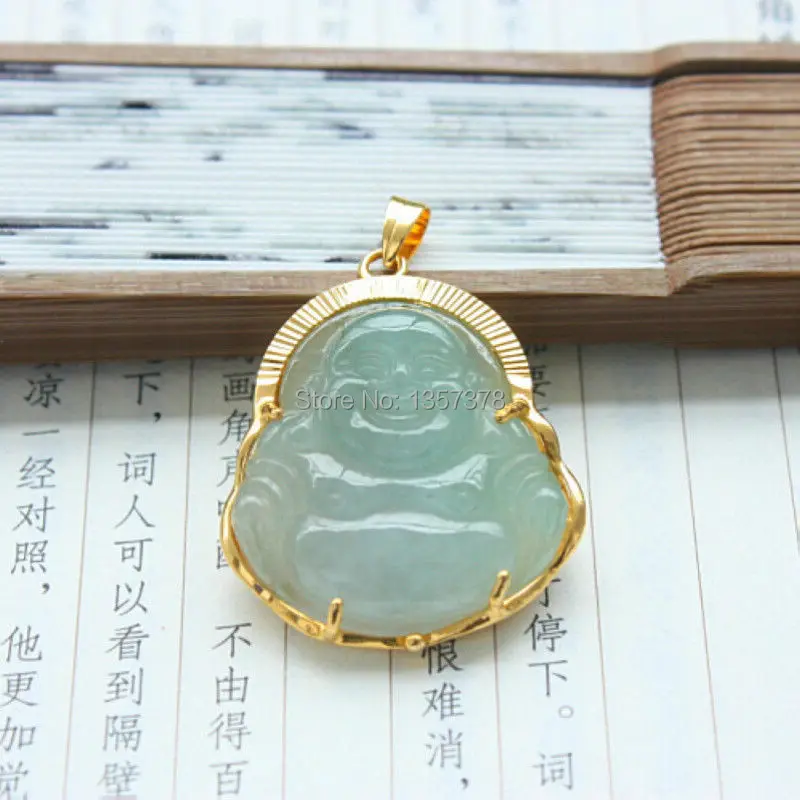 

free shipping 002695 Free Certificate 100% Natural Hand-carved Buddha Chinese Pendant