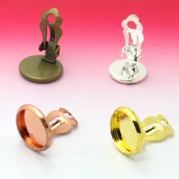 

Clip Earrings Bases Blanks Round Smooth Bezel Tray 10mm - 25mm Glass Cameo Cabochons Ear Clip On Earrings Settings Findings DIY