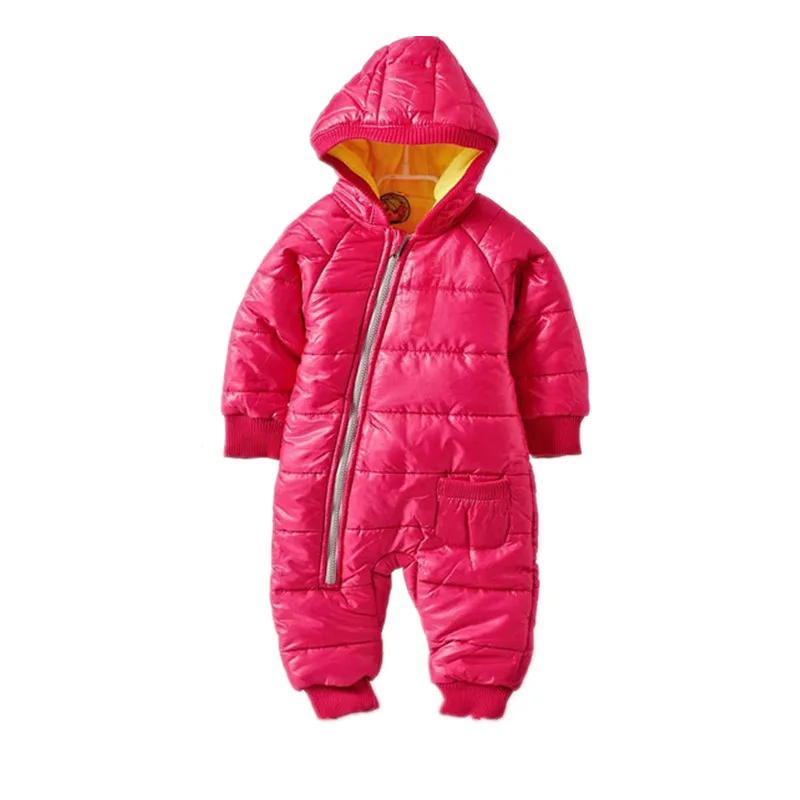 Новинка; зимнее плотное пальто с хлопковой подкладкой для новорожденных мальчиков и девочек ясельного возраста; толстовки на молнии; зимняя одежда; Детский комбинезон; одежда - Цвет: rose red