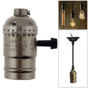 

250W 110-250V Pendant Light E27 Lamp holder Socket Bronze Color Edison Retro Pendant Lamp with Knob Switch Holder Without Wire