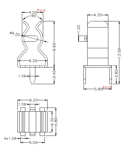 100 шт./лот 5*20 мм PCB Держатель предохранителя зажим предохранителя 5X20 мм страховой коллектор медный зажим стекло Быстрый Удар предохранители держатель