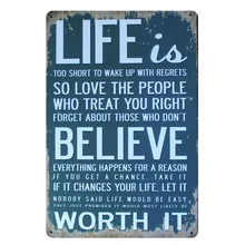 [Mike86] Жизнь слишком короткая любовь люди считают, что металлическая табличка номер творчество в старинном стиле арт дома украшение для паба 20*30 см AA-396