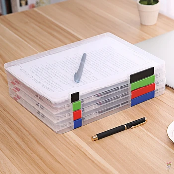 

3Colors A4 Transparent Storage Box Clear Plastic Document Paper Filling Case File PP Office Organizer Invisible Storage Cases