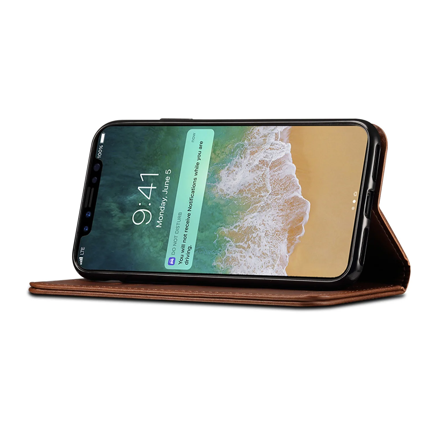 Невидимый магнит откидная крышка для iphone X Высокое качество Ретро винтажный бизнес кожаный чехол для iphone X бумажник карман для карт