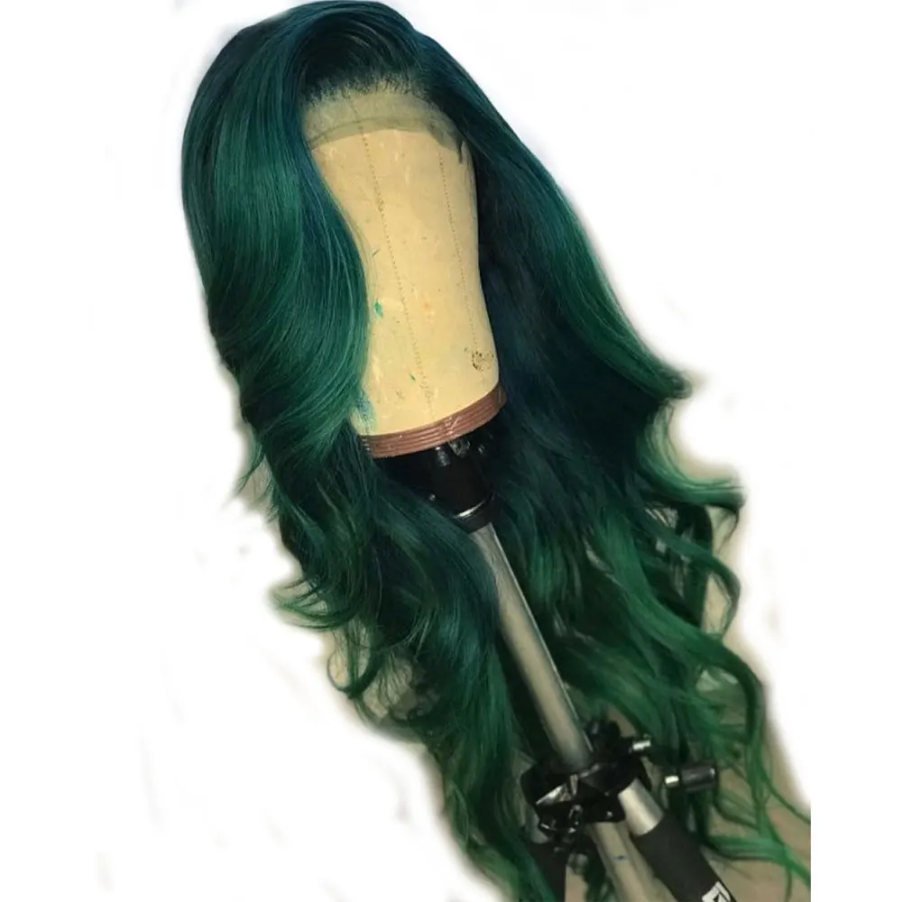 

Green Color Lace Front Hair Wigs Pre-Plucked Hairline Brazilian Hair Wig With Baby Hair Wave Remy Hair For Black Women