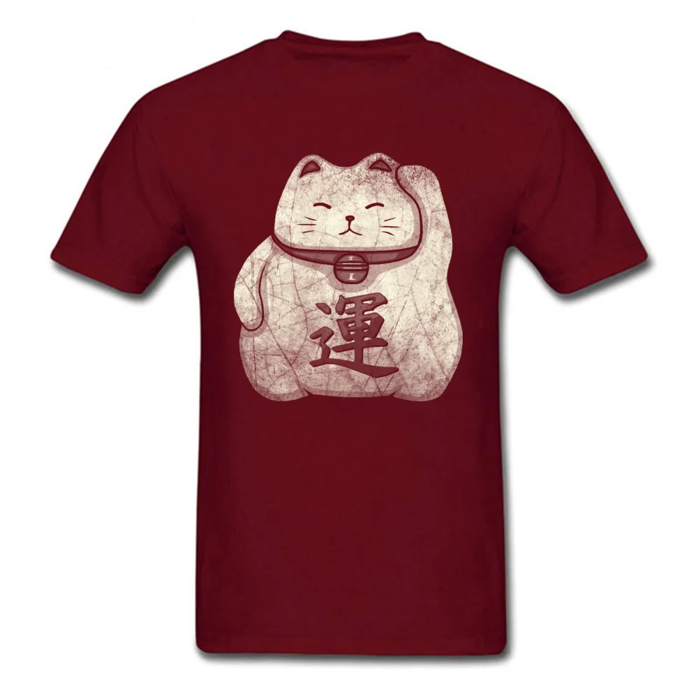Lucky Cat Grunge T Shirts Short Sleeve Summer Fitted Mens Autumn Tops T Shirt Summer Tops Shirt Crew Neck Pure Cotton Lucky Cat Grunge maroon