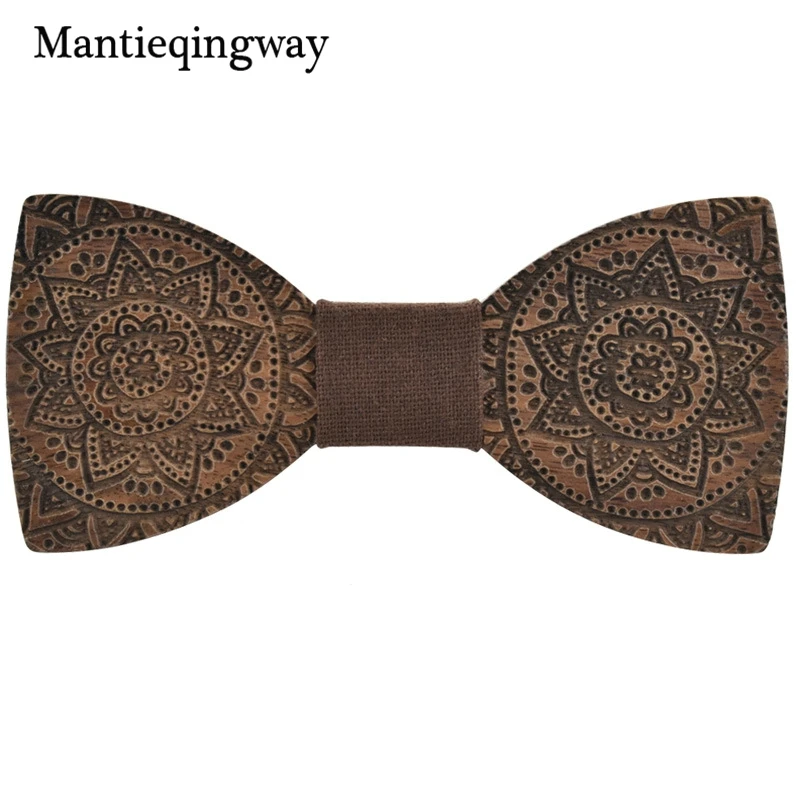 Mantieqingway высокое качество деревянный лук Галстуки для Для мужчин Свадебная вечеринка ручной работы одноцветное хорошее дерево бабочкой