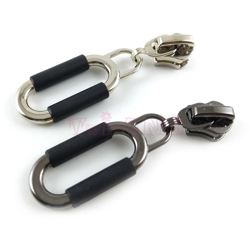 20pcs/lot, Trendy Oval Shape 5 Zipper Sliders with Injection PU for