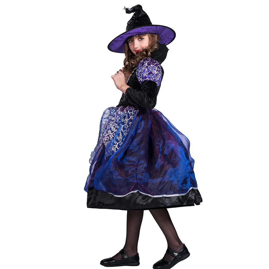 Маленький костюм ведьмы для Хэллоуина нарядная одежда для девочек ведьмы косплэй платье ведьмы аниме кутюр Паладин острый кепки