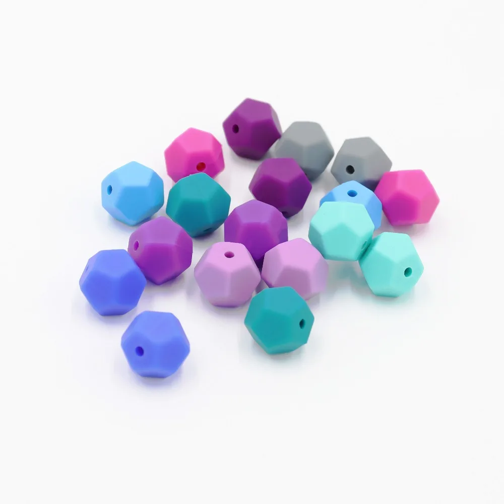 BPA Free Silicone Beads Baby Chewable Jewelry Polygon Teething Necklace Teether