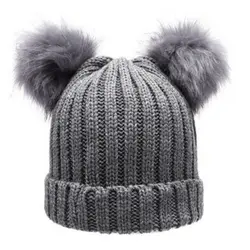 2018 Зимняя шерстяная вязаная шапка s для женщин двойной Pom Beanie искусственный мех Hat дамы Beanie шапка с помпоном Pompom Gorros капот Femme