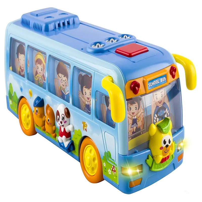 Bump  Go Shaking Musical Fun Small School Bus Toy with Flashing Lights For Kids Children (1)