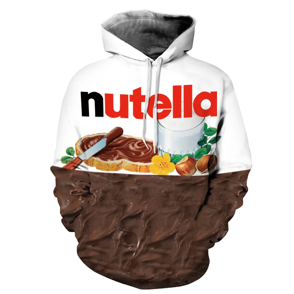 

"Nutella" 3D hoodie hooded sweater men & women 's Baseball coat hooded pullover Lovers Skateboarding Hoodie Streetball coat