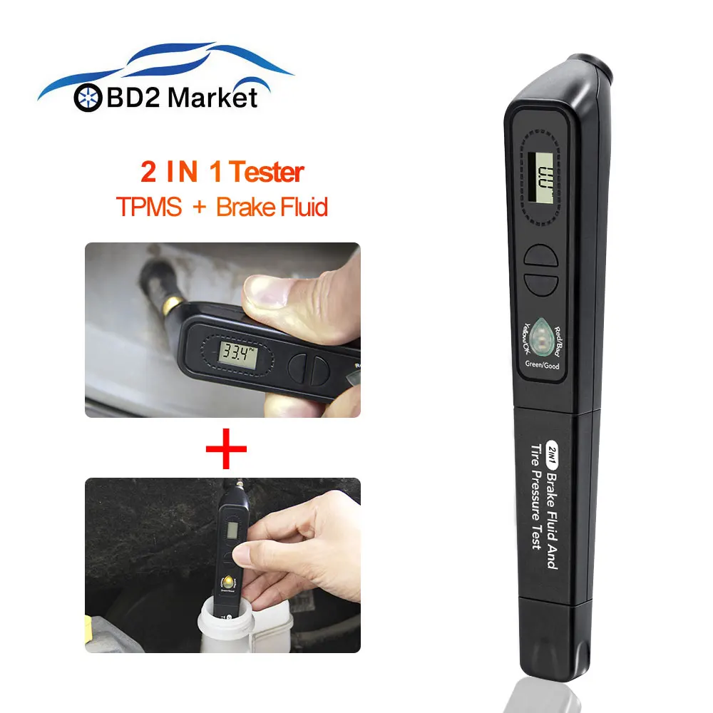 Brake Fluid Liquid Tester Pen with TPMS Tire pressure tester 2 in 1