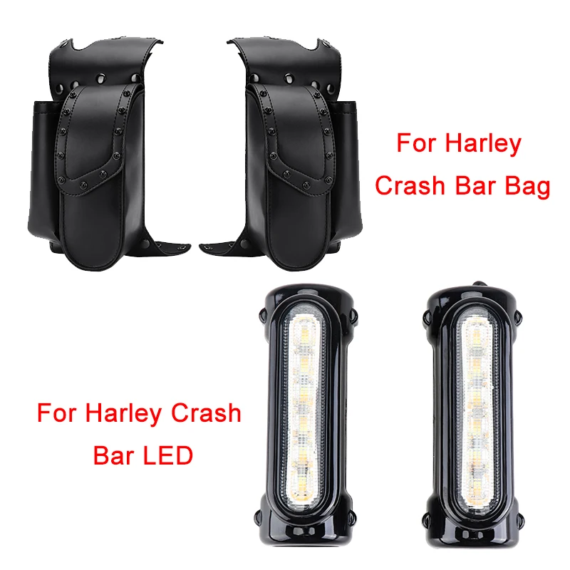 

Crash Bar Turn Signal Light Led Motorcycle Saddle Bag Water Bottle Holder for Touring Road King FLTRX Electra Glide