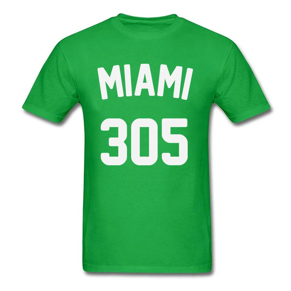 Miami 305 Men 2018 Fashion Tops Shirts Crewneck Summer Fall 100% Cotton T-shirts Simple Style Short Sleeve Clothing Shirt Miami 305 green