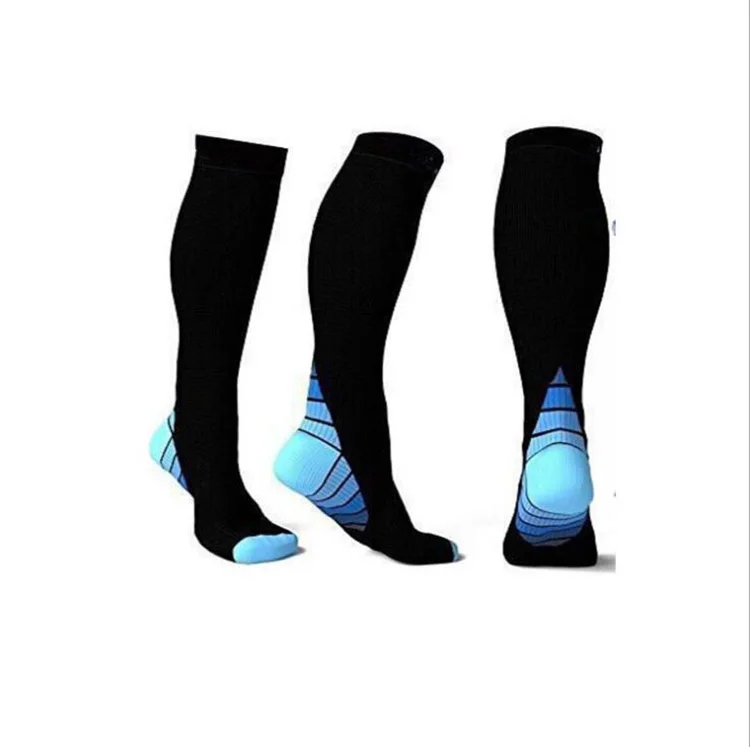 1 пара, компрессионные носки для женщин и мужчин, дышащие носки до колена для бега, фитнеса, баскетбола, спорта, Анти-усталость, чулки, обувь - Цвет: Blue